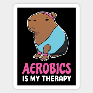 Aerobics is my therapy cartoon Capybara Sticker